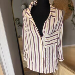 Market & Spruce Multicolor Striped Button-Down Shirt